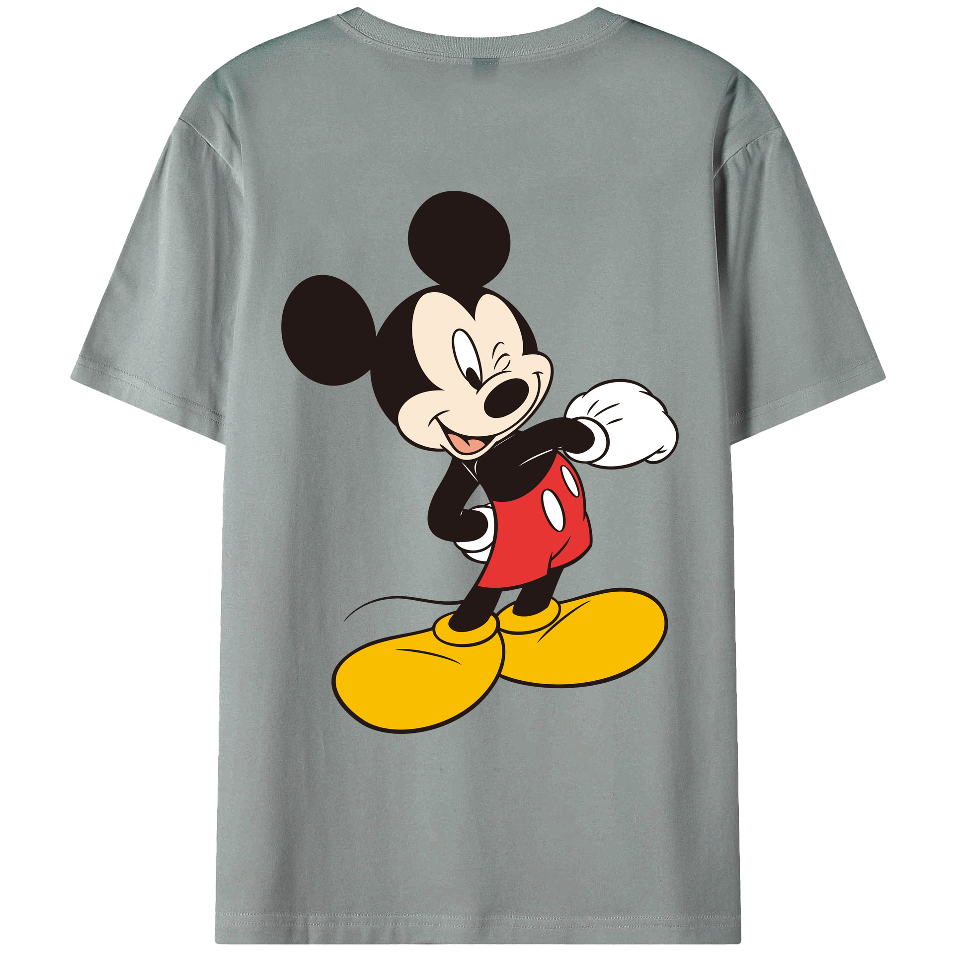 ミッキーマウス Mickey Mouse 綿100％ メンズ半袖Tシャツ（バックプリント） 通気性